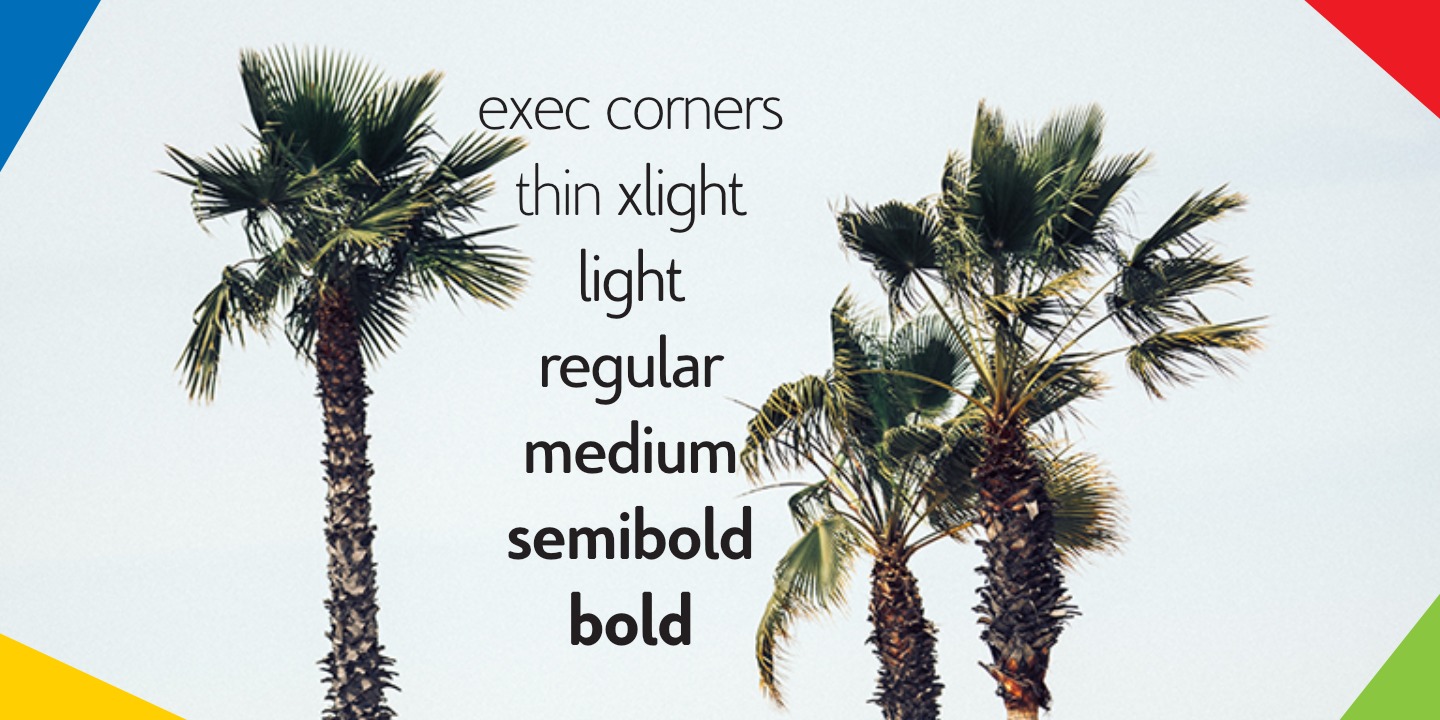Пример шрифта Exec Corners Extra light Italic